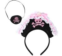 Healeved 2 Pezzi Fascia per Chioma da Pirata in Feltro Nero Benda per Occhio, Accessorio per Feste e Eventi di Halloween e Ragazzi