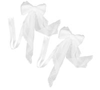 Healeved 2 Pezzi Fermatenda da Sposa in Pizzo Bianco a Forma di Fiocco Elegante e Pratico per Decorazioni Matrimoniali e Soggiorno