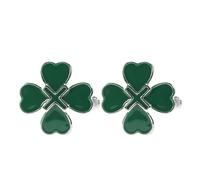 Healeved 2 Pezzi Gemelli da Uomo in Lega a Forma di Cuore e Trifoglio Verde, Decorazioni per Polsini Confortevoli e Affidabili, per St Patrick Day e Uscite Casual