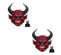 Healeved 2 Pezzi Maschera da Diavolo Corna Rosse in Schiuma per Adulti | Feste in Maschera e Occasioni a Tema, Copre Capo, Buona Visibilità, Comfort e Aria