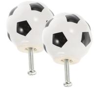 Healeved 2 Pezzi Pomello del Cassetto in Ceramica a Forma di Pallone da Calcio, Leggero e Facile da Installare, per Armadi e Cassetti per Aggiornare L'arredamento di Casa Stile Moderno