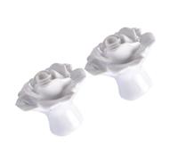 Healeved 2 Pezzi Pomello in Ceramica a Rosa Bianca per Armadio e Bidone | Ceramica Dura Resistente, Facile da Installare, Vite in Metallo, Forma Floreale per Mobili Interni