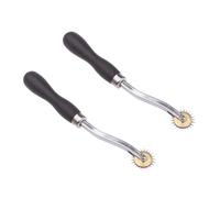 Healeved 2 Pezzi Righello Cucito in Acciaio Inossidabile Manico in Legno, Strumento per Tracciare Linee di Cucito e Ricamo, Accessori per Lavorazione Fai da Te