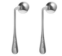 Healeved 2 pezzi Singolo Foro Orecchio Cuscino Alzato Cucchiaio Paziente Cucchiaio Da Minestra Angolato Utensili Da Costruzione Per Adulti Cucchiaio Da Pranzo Utensili Adattabili Cucchiaio A Mano