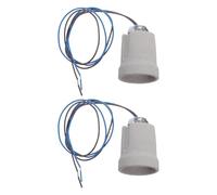Healeved 2 portalampade in ceramica E27, portalampada a vite con cavo da 50 cm, mini base per lampada in rame nichelato resistente al calore per illuminazione domestica fai da te