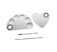 Healeved 2 Pz tavolozza in acciaio inossidabile tavolozze d'arte paletta in acciaio trucco professionale polacco tavolozze artistiche portatili tavolozze per il trucco del salone Silver