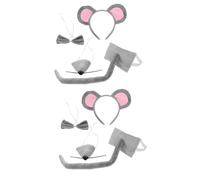 Healeved 2 Set Cerchietto per Orecchie Topo Grigio con per Costume Cosplay per Accessori per Feste Tema Animali per Halloween e Spettacoli Teatrali