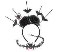 Healeved 2 Set Halloween Accessori Gothic per Fascia con e Rosa Collana Choker Decorazione Oscura per Feste e Cosplay