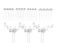 Healeved 23 Pezzi Accessori Per Capelli Da Sposa Per Donna Forcine Per Capelli Da Sposa Con Clip a Forma Di u Clip Di Strass Silver