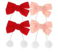 Healeved 2paia Cute Velvet Hair Bows with Furry for Girls Small Hair Clips for Christmas and Special Occasions