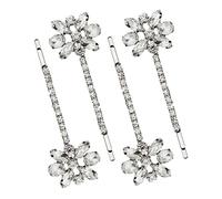 Healeved 2paia Flower Rhinestones Bobby Pins for Women Elegant Bridal Hair Accessories for Weddings Parties and Special Occasions