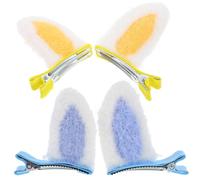 Healeved 2paia Kawaii Bunny Ear Hair Clips Cute Hair Barrettes for Girls Easter Accessories Adorable and Ear Clamps for Kids and