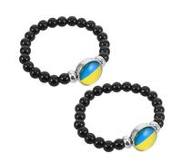 Healeved 2pezzi Bracciale Bandiera in Smalto e Metallo Accessorio da Donna Perline Cabochon Souvenir Nazionale per Eventi o Uso Quotidiano