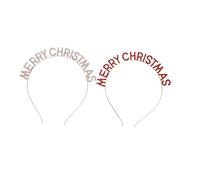 Healeved 2pezzi Cerchietto Capelli Donna Natale Lettere e Strass Decorativi Accesorio Chic per Capelli Eleganti Realizzato in Materiale di Duraturo e Comodo da Indossare