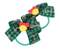 Healeved 2pezzi Christmas Bow Hair Ties for Girls Elastic Ponytail Holders Checkered Pattern Xmas Hair Accessories for Little Girls