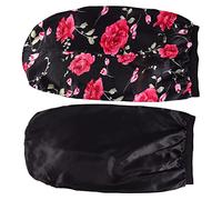 Healeved 2pezzi Cuffia Raso Elastica Per Donna Berretto Da Notte Design Bordi Larghi Adatto Diverse Circonferenze Della Testa Protezione Per Capelli Lunghi Intrecci e Extension