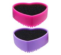 Healeved 2pezzi Heart Shape Makeup Brush Cleaning Box Silicone Pratico e Portatile Per La Pulizia Di Pennelli Trucco Mix Colori