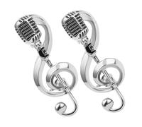 Healeved 2pezzi Retro Music Brooch Set Unique Microphone Music Note Pins Fashionable Accessories for Women Durable Alloy Design