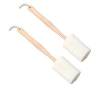 Healeved 2pezzi Spazzola da Doccia Manico Legno e Spugna Esfoliante Naturale per Corpo e Bagno per Pelli Grasse e Secche Crea Schiuma Ricca e Si Espande quando Bagnato