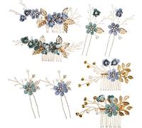 Healeved 2set Accessori Per Eleganti Con Pettini e Stecche Decorativi Per Sposi e Occasioni Speciali Fiori Colorati e Perfetti Per Matrimonio e Feste