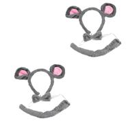 Healeved 2sets Cerchietto Orecchie Di Topo Per Costume Animale Set Completo Con Codino e Accessori Per Feste e Halloween Materiale Morbido e Confortevole Per Cosplay e Celebrazioni