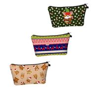 Healeved 3 Pezzi Borsa cosmetica natalizia borse per cosmetici con gufo Caso di trucco borsa da toilette natalizia trousse da viaggio custodia per articoli da toeletta Oxford