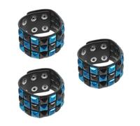 Healeved 3 Pezzi Bracciale Uomo Punk in Pelle Sintetica Borchie Multicolore, Design Largo a Polsino, Stile Gotico per Feste e Halloween, Accessorio Rock Unisex