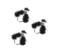Healeved 3 Pezzi Cerchietto Halloween Teschio con Fiori Realistici Accessorio e Confortevole Dark Elegance per e Cosplay Adulto