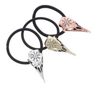 Healeved 3 Pezzi Elastici per Capelli con Teschio Viking e Corvo in Stile Gotico Accessori Halloween Creativi in Argento Rame Antico e Rame Rosso per Acconciature Originali e Statement Moda