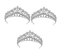 Healeved 3 Pezzi Gioielli a della sposa addio nubilato nuziale parà jr nozze coroncina sposa diadema per le donne copricapo da sposa Tiara di matrimonio lega Silver