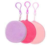 Healeved 3 pezzi Portamonete piccoli in tessuto con cerniera e moschettone borsellini tondi per donne e custodie per auricolari colori dolci rosa