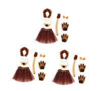 Healeved 3 Set Costume Leone Realistico per Halloween Kit Cosplay con Gonna e Accessori per Feste Tema e Spettacoli Teatrali