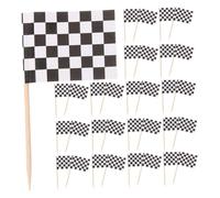 Healeved 360pezzi Bandiera Scacchi in Carta Resistente e Legno Stuzzicadenti per Torte Cupcake e Decorazioni Alimentari per Feste Tema Corse Barbecue e Celebrazioni