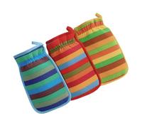 Healeved 3pezzi Guanti Esfolianti Per Bagno Guanti Scrubber Doppia Faccia Per Corpo e Viso Rimozione Della Morta e Massaggio Per Braccia e Gambe Design Strisce Alla Moda