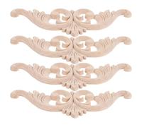 Healeved 4 Pezzi Applicazioni in Legno Intagliato per Mobili Decorazioni Floreali Naturali per Armadi e Progetti per Interni Classici e Moderni Applique Non Verniciate