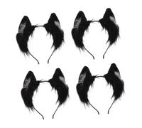 Healeved 4 Pezzi Cat Ears Headband Plush For Women And Lightweight Soft Animal Ears Hairband For Halloween Cosplay Party And Lolita Dress Up