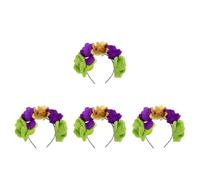Healeved 4 Pezzi Cerchietto Floreale Rose per Donne, Carnevale | Poliestere e Plastica, Design Realistico ed Elegante, Accessorio Versatile per Halloween e Feste in Maschera
