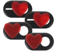 Healeved 4 Pezzi Copertura Privacy Webcam a Forma di Cuore ABS Portatile | Compatibile Telefono, Tablet e Computer Portatile, Protezione Riservatezza, Formato Tascabile, Nero