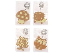 Healeved 4 Pezzi Fermagli Decorativi per Messaggi in Metallo e Legno, Clip Portamemo e Morsetti per Biglietti da Visita, Accessori Multifunzione per Decorare Ufficio e Stile Stile Casuale