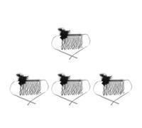 Healeved 4 Pezzi Maschera Piume Nera per Donna, Stile Punk per Feste | Accessorio in Plastica, Resistente e Confortevole, per Danza del Ventre, Halloween e Carnevale