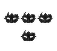 Healeved 4 Pezzi Maschera Veneziana Metà Volto Elegante in Plastica per | Riutilizzabile, Vestibilità Confortevole, Pittura Intricata, per Matrimonio e Prom, Colore Nero