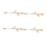 Healeved 4 Pezzi Spilla Gioielli distintivo a spillo spilla sicura Uomini chiusura Pin di strass puntalini spilla da colletto per uomo Pin cravatta barra del colletto Lega di zinco D'oro
