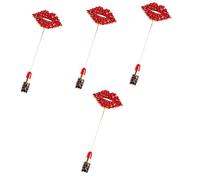 Healeved 4 Pezzi Spilla Olio Rosse Spille Da Bavero Per Le Donne Pin Di Risvolto Spilla Per Rossetto Pin Percorsi Di Bellezza Spille Per Cappelli Da Donna Pin Di Moda Pin Del Risvolto Lega