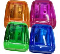 Healeved 4 Pezzi Temperamatite Doppia Apertura in Plastica e Metallo Colorato Design Creativo, Facile da Usare e Risparmio, per Matite Triangolari e Colorate