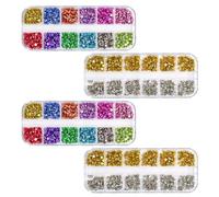 Healeved 4 Scatole Borchie per Unghie Punk Multicolori con 48 Rivetti in Metallo a Cono Ciondoli Gotici per Manicure Halloween Decorazioni Nail Art Portatili con Scomparti Organizzatori