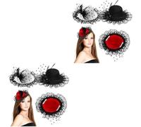 Healeved 4 Set Accessori Per Cappello Affascinante Piccolo Nick Del Cappello Signore Cappelli Da Tè Per Le Donne Copricapo Femminile Piuma 3 Pezzi*4