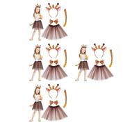 Healeved 4 Set Costume da Giraffa per Bambine Tutù, Orecchie e Coda