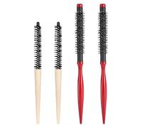 Healeved 4 spazzole per capelli rotonde con manico in legno - pettini arricciacapelli resistenti al calore per ricci e capelli spessi - spazzole per a rullo in alluminio portatili per lo styling