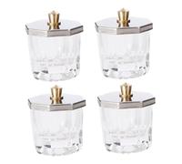 Healeved 4pezzi Ciotola in Vetro Trasparente Per Nail Art Tazza Per Manicure Coperchio Recipiente Resistente Per Gel Acrilico Per Uso Ricaricabile