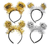 Healeved 4pezzi Fasce per Capelli di Capodanno Fasce Glitter Scintillanti in Oro e Argento per Feste per Feste e Accessori per Cabine Fotografiche Natalizie